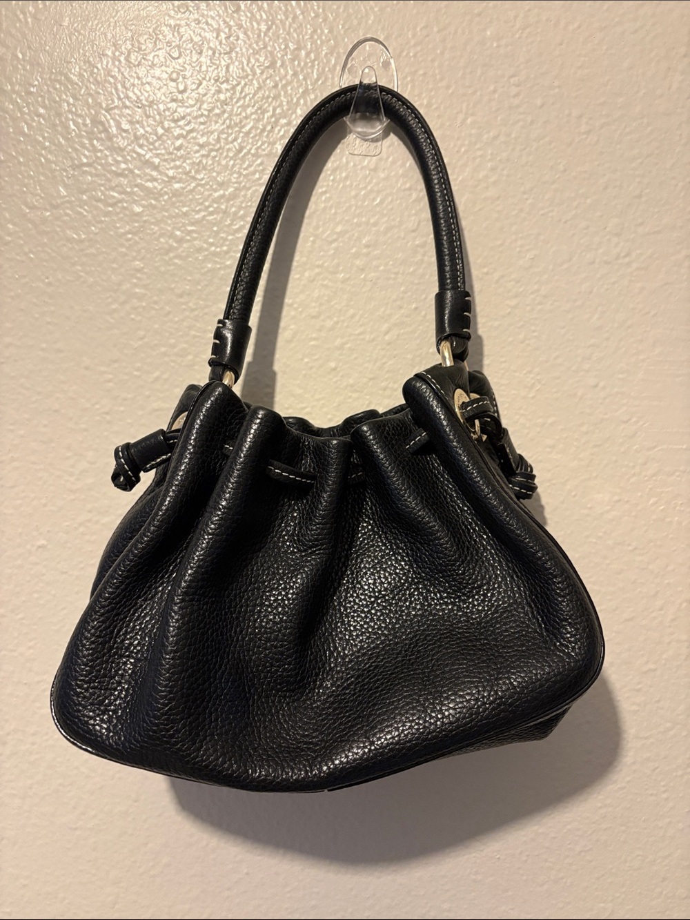 Kate spade Black Leather Drawstring Top Handle Bag